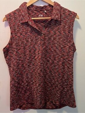 ⛳️ Nivo Space Dye Sleeveless Golf Polo Top Red Black White Large